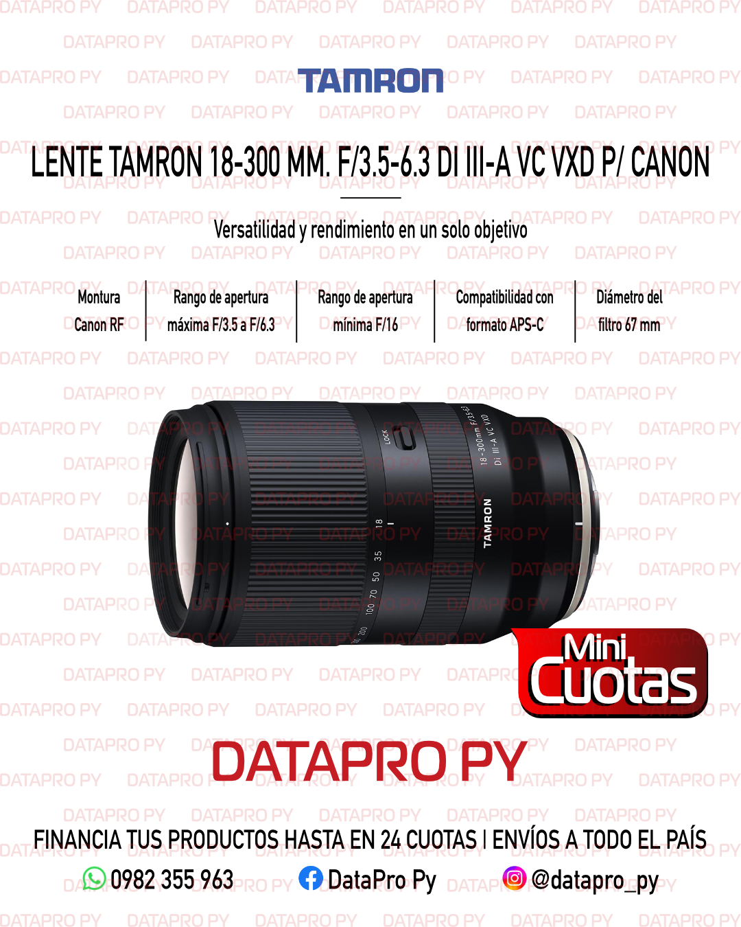 Lente Tamron 18-300 mm. para Canon